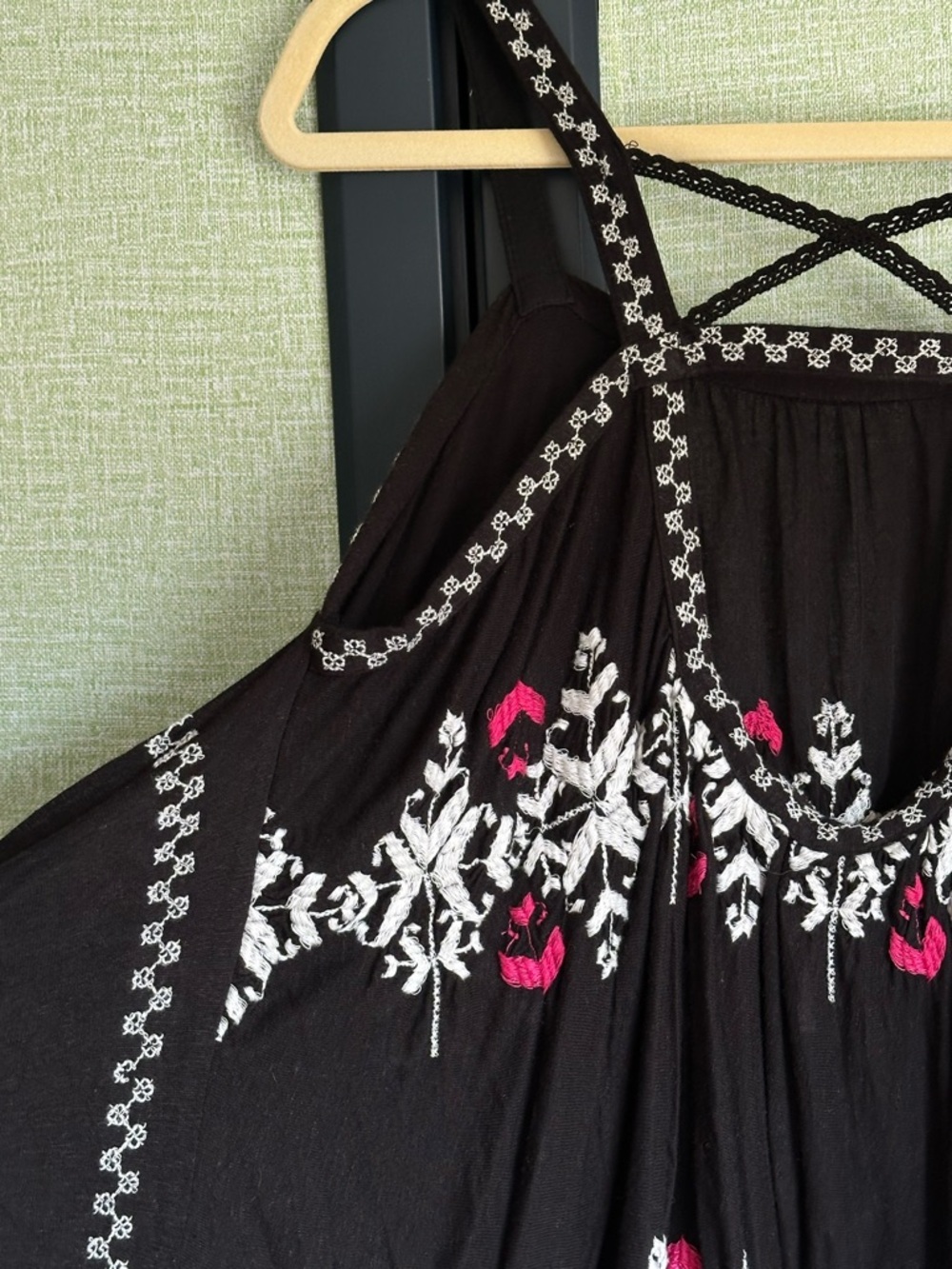 Free People New World Embroidered Cold Shoulder Airy Flowy Boho Top, Size S - Picture 5 of 11